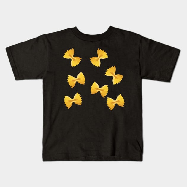 Black Farfelle pasta type Kids T-Shirt by Holailustra